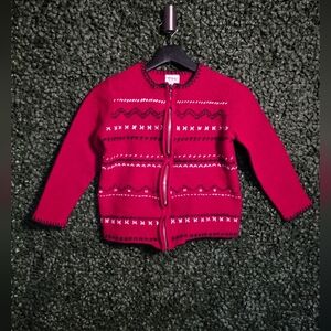 Charming Kids' Red Patterned Sweater